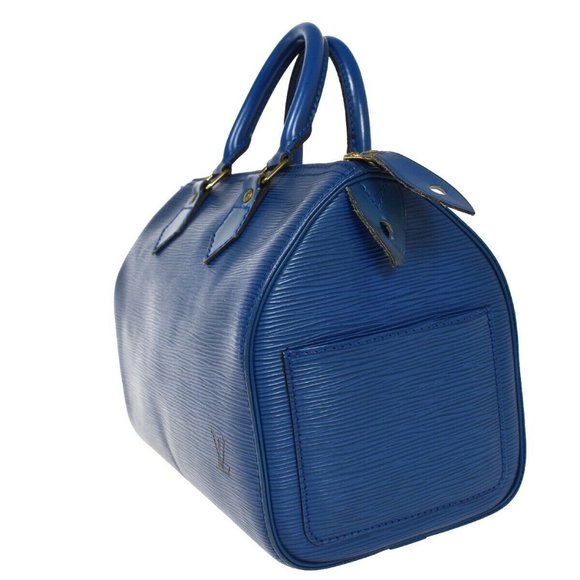 LOUIS VUITTON LV Logo Speedy Travel Hand Bag Epi Leather Blue - Picture 3 of 16